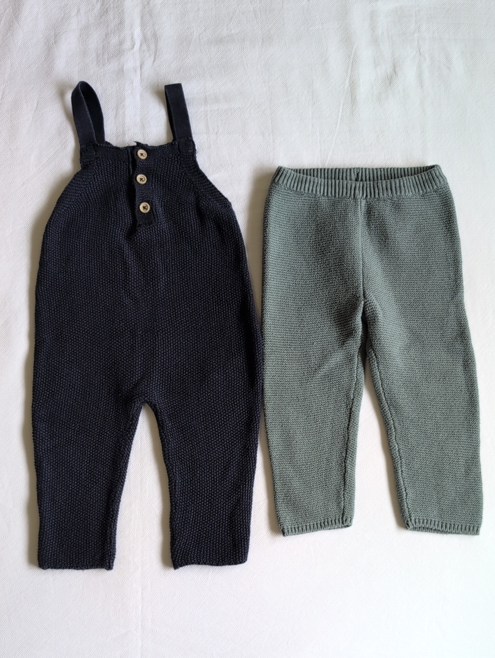 KUNIBOO & LITTLE PLANET | 2pc Organic Cotton Knit Overalls & Pants Lot Set | 12M